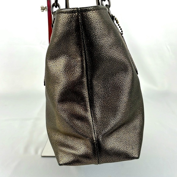 Coach Chicago Ellis Metallic Bronze Pebble Leather Large Tote Bag - Picture 13 of 16